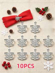 Christmas Napkin Rings, Christmas Table Decor, 2-50pcs Elegant Christmas Tree Napkin Rings, Green Christmas Tree Napkin Rings, Suitable For Birthday, Farmhouse, Wedding, Thanksgiving, Perfect For Buffet Table Decoration - Multicolor - View 18