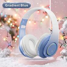 Nuevo tipo de auriculares supraaurales luminosos, auriculares supraaurales inalámbricos plegables, batería de 150mAh, adecuados para llamadas, juegos, música, ocio y entretenimiento, auriculares supraaurales de estilo lindo, regalo para la novia, carga Tipo-C, recargable - Ver 9
