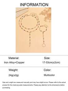 3pcs/Set Luxury Elegant Colorful Rhinestone Finger Chain & Necklace Set, Vintage Women's Neck & Hand Jewelry, Suitable For Daily Wear, Dating And Party, Chain Length Cut By Sections, Random Color Arrangement Of Rhinestones - Multicolor - View 5
