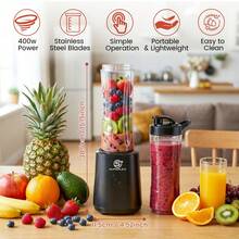 SUPERLEX Portable Blender & Handheld Juicer With One-Touch Quick Juicing - Mini Smoothie Maker Suitable For Smoothies,2 Interchangeable Cups,Easy Carry. Milkshakes,Ice Blends, Fresh Fruit Drinks,For Home, Office,Travel, Outdoor Use, Plastic Container.6-Blade - UK Plug(220-240V) - View 4