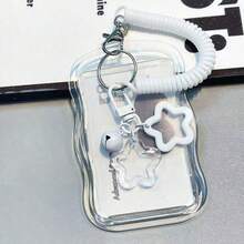 1pc Star Pattern Transparent Card Holder Keychain, Acrylic/PC Wear-Resistant Photo Card Holder, With Spring Rope, Anti-Deformation Creative Case, Suitable For Photo Cards, Bus Cards, Subway Cards And Student Cards, Back To School Supplies - One Size - View 13