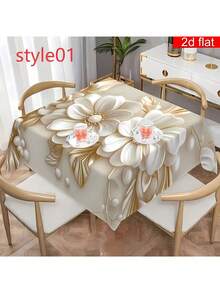 1pc 3D Embossed Floral Tablecloth, Modern Minimalist Nordic Style Home Decor, Rectangular Polyester Material, Washable & Reusable, Suitable For Daily Home, Dining Room, Living Room, Parties, Indoor/Outdoor Use - Multicolor - View 17
