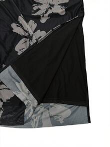 1pc Women's Fashion Floral Print Elegant Off-Shoulder Strapless Cinched Waist Design Dress For Date Birthday Party Spring Autumn - Black - View 6