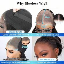bling hair Parrucca a onde profonde con cinturino regolabile con coulisse, parrucche senza colla, facile da indossare in 3 secondi, 6x4, 5x7, 9x6, parrucca a onde ricce profonde senza colla, parrucca pronta da indossare, parrucca in pizzo pretagliata, capelli umani, 13x4, 13x6, parrucche frontali in pizzo a onde profonde, mezza parrucca pre-sfoltita, adatta ai principianti. - Natural Black - Visualizzare 12