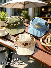 Customizable Embroidered Dog Hat With Ear Holes, Personalized Corduroy Pet Baseball Cap, Suitable For Small, Medium And Large Dogs, Dog Gift - Multicolor - View 7
