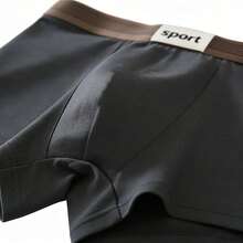 3pcs Solid Color Polyester Boxer Briefs, Breathable High Elasticity Comfortable Boxer Shorts, Sports Shorts Underwear, Casual Underwear, Plus Size Milk Silk Shorts Underwear - Multicolor - View 3