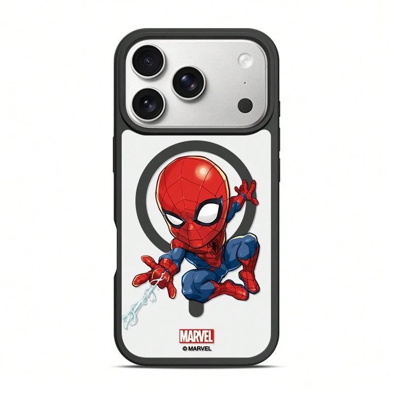 Miniso Marvel Plaid Spider-Man Couple MagSafe Magnetic Charging Compatible With IPhone 18 Pro Max/18 Pro/17/17 Pro Max/16 Pro/15/16 Plus/14/13/17 Air/17 Pro/15 Pro Max/12 Pro Student Men's Anti-Drop Protective Case Compatible With Apple - Black - View 1