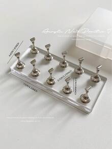 3D Resin Acrylic Rectangular Right-Angle Ripple Base Nail Art Display Stand With Aurora White, Purple, Pink, Champagne, Alloy Gold And White K Finger Holder Practice Tray Set, Korean-Japanese Style Floral Laser DIY For Home, Outdoor, Women, Mom, Sister, Wife, Girlfriend, Wedding, Nail Salon, Beauty Parlor, Valentine's Day - Multicolor - View 11