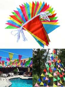 100/200/500pcs Colorful Banners Rainbow Flags Multicolor Fabric Bunting Garlands, Suitable For Grand Opening Ceremonies, Birthday Parties, Celebrations, Classrooms, Outdoor Garden Holiday Decorations, Shop Decor - A - View 8