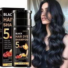 5-In-1 Ginseng & Reishi Mushroom Plant-Based Hair Dye Shampoo, Natural Plant Ingredients, Moisturizing & Softening Hair, Gentle Coloring, Low Irritation, Gray Coverage, Suitable For All Hair Types, Unisex - Multicolor - View 6