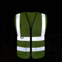 Reflective Safety Vest With Pockets And High Visibility, Suitable For Traffic, Nighttime Construction, Outdoor Running, Cycling, And Sports. - Lime Green - View 6