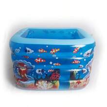 Blue 4-Layer Thickened PVC Mermaid Inflatable Swimming Pool, Home Water Play Tub, Outdoor Yard Play Pool, Foldable - Multicolor - View 6