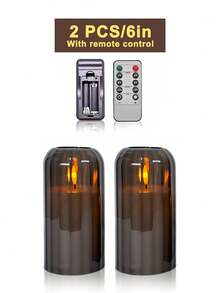 3pcs Flameless Candle Lights With Timer Remote Control, Battery Operated Warm Candle, Suitable For Halloween, Christmas, Valentine's Day, Gift, Birthday, Proposal, Wedding, Party, Dining Table - Gray-warm Light - View 14