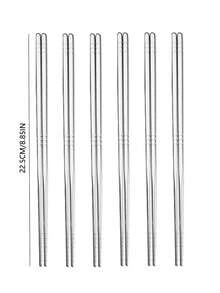 4 Pasang/6 Pasang Sumpit Stainless Steel Premium yang Dapat Digunakan Kembali, Panjang 8,8 Inci (Sekitar 22,5 Cm), Bentuk Persegi, Anti Selip, Aman untuk Mesin Pencuci Piring, Cocok untuk Rumah, Dapur, Hotel, Restoran - View 12