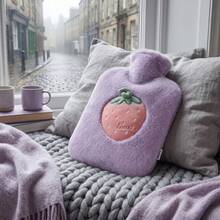 1pc Neutral Cartoon Fruit Pattern Flocked Large Capacity Hot Water Bottle, Refillable, Explosion-Proof, Leak-Proof, Detachable, Hand Warmer, Suitable For Winter Outdoor Camping, Travel, Home, Office, School, Dorm, Daily Use - Green Avocado - View 7