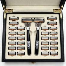 2pcs Black NICE Handle 36pcs Replacement Blades 6-Layer Manual Shaving Set | Men's Manual Shaving Set With 6-Layer Stainless Steel Blades And Aloe Vera Lubricating Strip | Reusable, Smooth Comfortable Clean Shave, Easy To Rinse And Clean - A - View 12