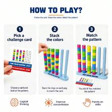 FUN COLOR SORTING Buntes Ring-Stapel-Brettspiel, Karten mit zwei Schwierigkeitsstufen, fördert Farberkennung und logisches Denken, Lässig zu Hause, Teambuilding-Eisbrecher, pädagogisches Wettbewerbs-Tischspiel nach der Schule - Verschiedenfarbig - Übersicht 4
