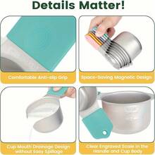 Colorful Magnetic Measuring Cups/Spoons Set, Measuring Tools, Stainless Steel Double-Headed Spoons, Dry And Wet Ingredient Measuring Tools, Used For Measuring Milk, Oil, Flour, Sugar And All Baking Ingredients, Convenient For Precise Baking And Cooking, Minimalist Style, Practical Kitchen Gadget, Perfect Gift For Baking Enthusiasts - Multicolor - View 11