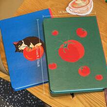 1pc A5 Tomato Cat Thick Minimalist Cute Diary Notebook, Student Daily Planner, Portable With Cat Pattern, School/Office Supplies - One Size Fits All - View 2
