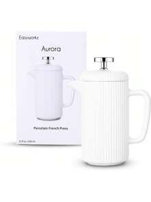 Porcelain French Press 650ml, Coffee Tea Maker With Stainless Steel Plunger, Ivory Father's Favorite Gift - Above 2L - View 8