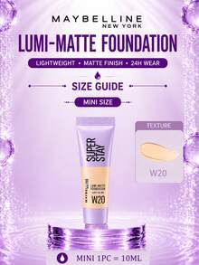 Maybelline 美寶琳長效透明底妝 #W20，正裝 35ml/試用裝 10ml，輕盈持久、抗汗、霧面妝感、有效遮瑕，適合中性自然膚色 - W20 - 查看 14
