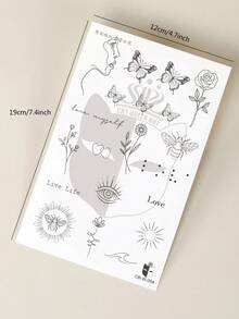 1pc Semi-Permanent Abstract Creative Pattern Temporary Tattoo Sticker, Waterproof Non-Reflective DIY Gift For Party & Festival, Lasts 1-2 Weeks, For Hand Back, Arm, Shoulder, Neck, Collarbone - Blue - View 9