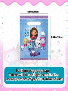 MASSDI Gabby Dollhouse Party Favor Bags, Cartoon Themed Goodie Treat Bags With Die Cut Handles For Birthday Party, Baby Shower, Festival Celebration, Party Decorations, Candy Gift Bags For Guests, Party Supplies For Themed Events, Pink Sparkle Design - Handbag - View 8