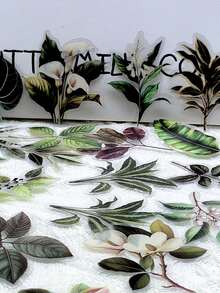 50pcs/Pack Cartoon Plants Green Leaves Transparent PET Stickers, Decorative Decals For Laptop Luggage Guitar Phone Notebook Stationery Sticker - Multicolor - View 7