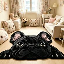 1pc Black Pug Dog Head Decorative Doormat, Store, Entryway Mat, Door Mat, Small Rug, Welcome Mat, Carpet, Kitchen Rug, Home Decor, Front Door Mat, Area Rug, Area Carpet - Multicolor - View 1