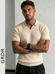 GRDR Men's Casual Solid Color Short Sleeve Knit Top, Spring/Summer - Apricot - View 3