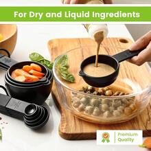 Spring Chef Magnetic Measuring Cups And Spoons Set Of 9, Nesting Kitchen Tool With Easy To Read Markings For Measuring Dry Or Liquid Ingredient, , Black - ColorA - View 7