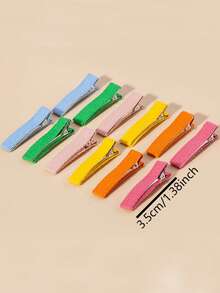 10/20pcs Random Multicolor Fabric Crocodile Hair Clips Mini Duckbill Hair Clips - Color Mixing - View 2