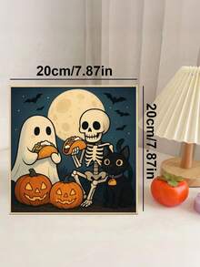 1/4pcs DIY Halloween Ghost Number Painting, Adult Beginner Handmade, Canvas Art Wall Decor, Halloween Gift - Frameless - View 9