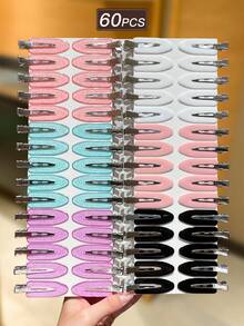 60pcs Women's Multi-Color Oval Hair Clips, Minimalist Versatile Style, Small Hair Clips, Alligator Hair Clip Design, Women's Hair Accessories, Hair Clips, Vacation Accessories, Suitable For Daily Casual And Going Out Wear, Hair Accessories. - Multicolor - View 5