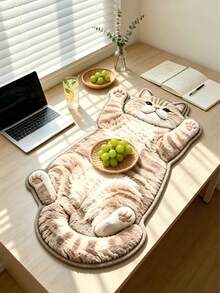1pc Cream Cat Lying On Back Floor Mat, Washable Area Rug For Living Room, Non-Slip Bathroom Decor Mat, Cartoon Animal Cushion For Home Decor, Indoor Room Decoration Rug - Reclining Cream Cat - View 16