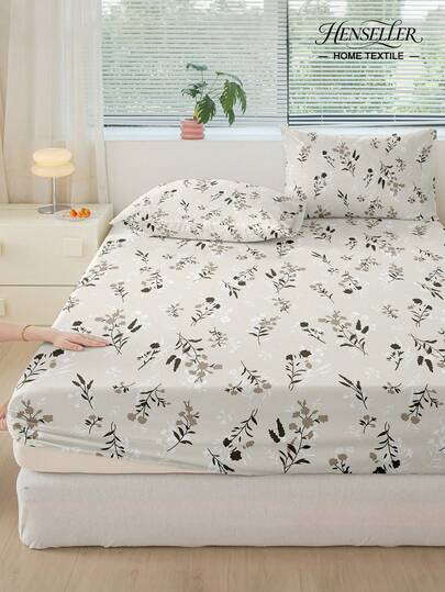 1 pezzo Lenzuolo con angoli morbido con motivo floreale botanico, adatto a tutte le dimensioni di letto, facile da curare, morbido, confortevole e traspirante, eleva l'atmosfera chic della camera da letto, ideale per casa, dormitorio, appartamento e camere degli ospiti, affitto per vacanze e come regalo. (Federe non incluse)