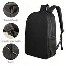 Ensemble de trois sacs à dos, adapté à toutes les occasions, comprenant un sac pour ordinateur portable et une pochette pour accessoires, avec des bretelles épaisses réglables et des fermetures é - Noir - Voir 4