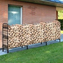 薪棚 薪ラック ログホルダー 屋外 大型 スチール 薪置き 薪の保管 幅345cm 薪ストッカー ブラック - ブラック - チェックする 3