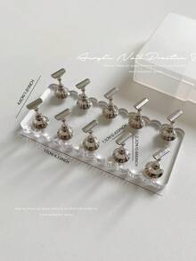 3D Resin Acrylic Rectangular Right-Angle Ripple Base Nail Art Display Stand With Aurora White, Purple, Pink, Champagne, Alloy Gold And White K Finger Holder Practice Tray Set, Korean-Japanese Style Floral Laser DIY For Home, Outdoor, Women, Mom, Sister, Wife, Girlfriend, Wedding, Nail Salon, Beauty Parlor, Valentine's Day - Multicolor - View 17