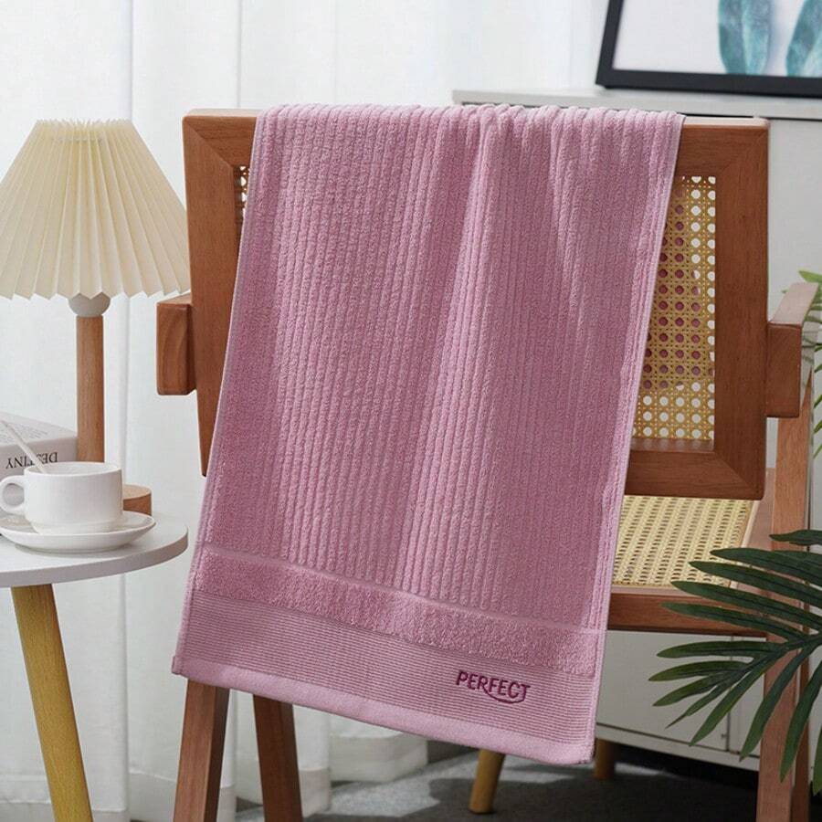 Luxury Soft Super Absorbent 100% Pure Cotton Embroidered Hotel Bath Towel - Pink - View 1