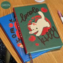 1pc A5 Tomato Cat Thick Minimalist Cute Diary Notebook, Student Daily Planner, Portable With Cat Pattern, School/Office Supplies - One Size Fits All - View 8