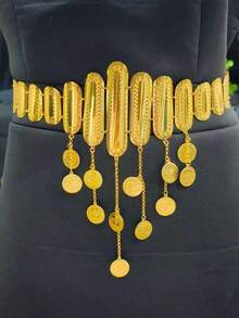 1pc Fashionable Women's Gold Waist Chain Body Chain Middle East Dubai European American Bridal Wedding Banquet Dress Accessory - Yellow Gold - View 1