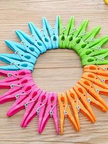 Clothespins/Clothes Clips, 73mm Colorful Plastic Clothespins And Sock Clips, Back To School Essential, Heavy Duty Spring Clothespin Set, Suitable For Clothes, Towels And Socks (Random Color) - Multicolor - View 4