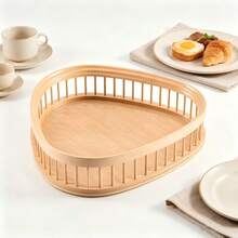 Nordic Teardrop Slatted Decor Tray, Multipurpose Tabletop Display Organizer Tray, Desktop Cosmetic & Fragrance Storage Tray, Home Decor Ornament Arrangement Tray, Not For Direct Food Contact - Champagne - View 3