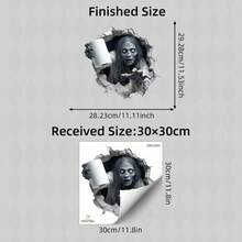 1PC 2D Broken Wall Ghost Bathroom Wall Sticker, Self Adhesive Horror Zombie With Toilet Paper Decal, Halloween Prank Decor For Restroom Tile - 1PC - View 14