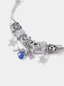 Kryxie 1pc Fashionable Beaded DIY Bracelet With Plane & Luggage Pendant, Suitable For Daily Wear And Gift To Friends - Multicolor - View 7