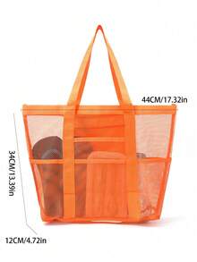 Large Capacity Hollow Polyester Mesh Beach Bag, Multifunctional Storage Tote For Swimming Travel Laundry Toiletry, Minimalist Lightweight Handbag, Ideal Summer Holiday Shopping & Vacation Essentials-Summer-Handbag For School-Pool Accessories - Multicolor - View 3