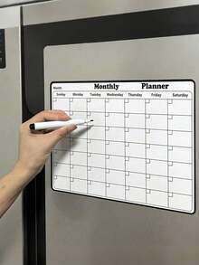 Erasable Fridge Magnet, Black Frame Monthly Calendar, Weekly Goal Tracker, Home Organization, Kitchen Whiteboard, Meal Planner, Chore List, Appointment Tracker, To-Do List, Reusable, Writable And Erasable, Home Organization, Office Supplies, Perfect For Busy Families, Weekly Planner, Vision Board - Multicolor - View 2