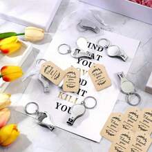 Bulk Nail Clipper Keychain, Multi-Function Nail Clipper Bottle Opener Key Ring, Includes Transparent Bag And Thank You Card Bridal Shower/Baptism Favor Gift Set - Multicolor - View 2
