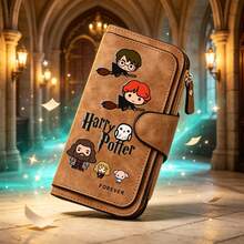 Warner Bros 1 pieza Nueva cartera de moda de la serie Harry Potter para mujer, plegable de gran capacidad de material PU, esencial para salidas diarias - A - Ver 3